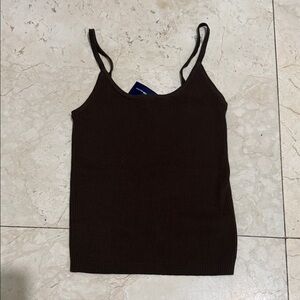 Brandy Melville Dark Brown Ribbed Knit Tank Top